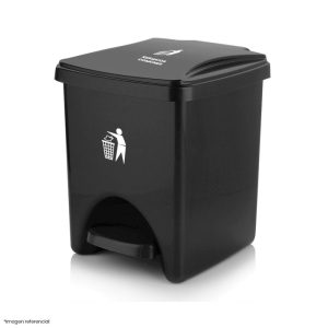 Caneca de basura / Papelera negra de 35 litros con pedal